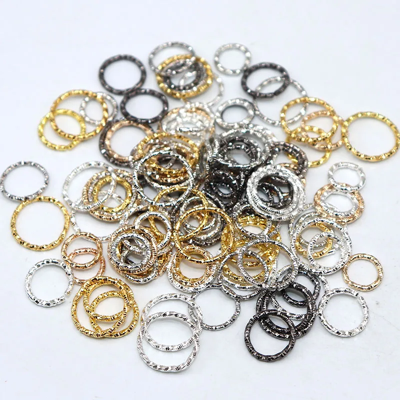 

Silver Plated Embossing 10mm 100pcs Round Circle Vintage Open Jump Ring for Earring Jewelry Making Needlework Clasps Hooks
