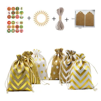 

Christmas Advent Calendar Bags Christmas Countdown Calendar Hanging Gift Bag DIY Christmas Candy Bag With Clips Xmas Decoration
