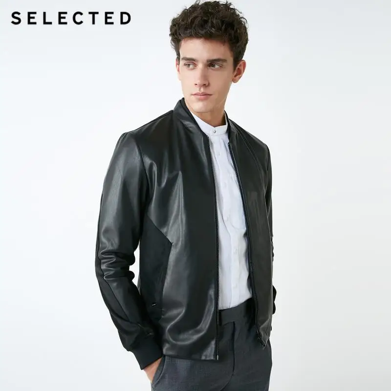 

SELECTED Men Leather Jacket Men Spring Long-sleeved PU Jacket S|4184P3508
