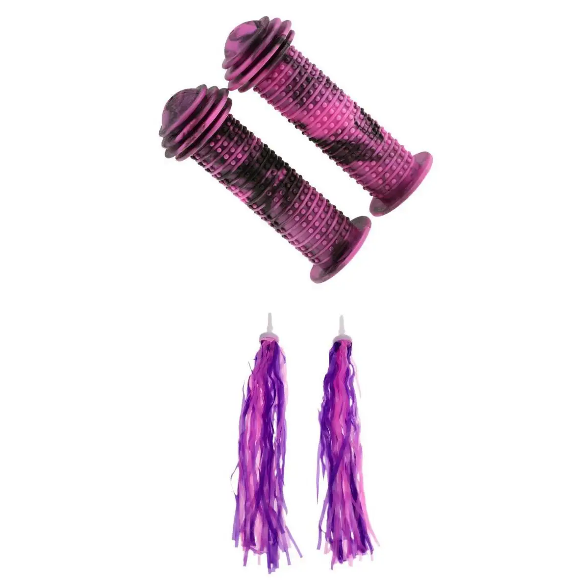 Children Rubber Bicycle Grip Kids Scooter Handle Bar Grips + Bike Handlebar Decoration Tassels Streamer For Girls Boys
