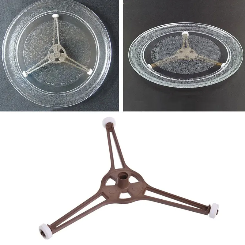 SPARES2GO 3 Wheel Glass Plate Roller Ring Support Stand with Steam Bags for Delonghi Microwave SPARES2GO 3 Wheel Glass Plate Roller Ring Support Stand with Steam Bags for Delonghi Microwave
