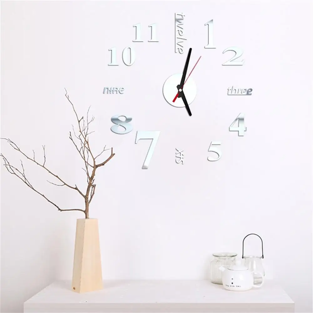 DIY часы настенные наклейки 3D большое зеркало наклейка на стену в форме часов новое украшение дома современный дизайн настенные часы стены стикер горячий H4