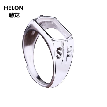 

925 Sterling Silver Women Engagement Wedding Ring 7.6x12.6mm Cabochon Semi Mount Ring fit Amber Turquoise Setting Adjustable