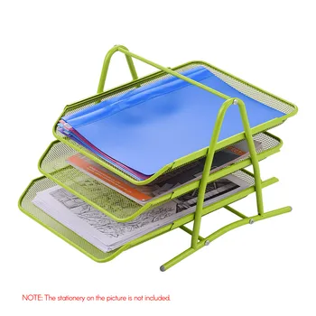 

3-Tier Metal Mesh File Document Letter Paper Tray Sorter Collection Office Desktop Organizer Holder Shelf