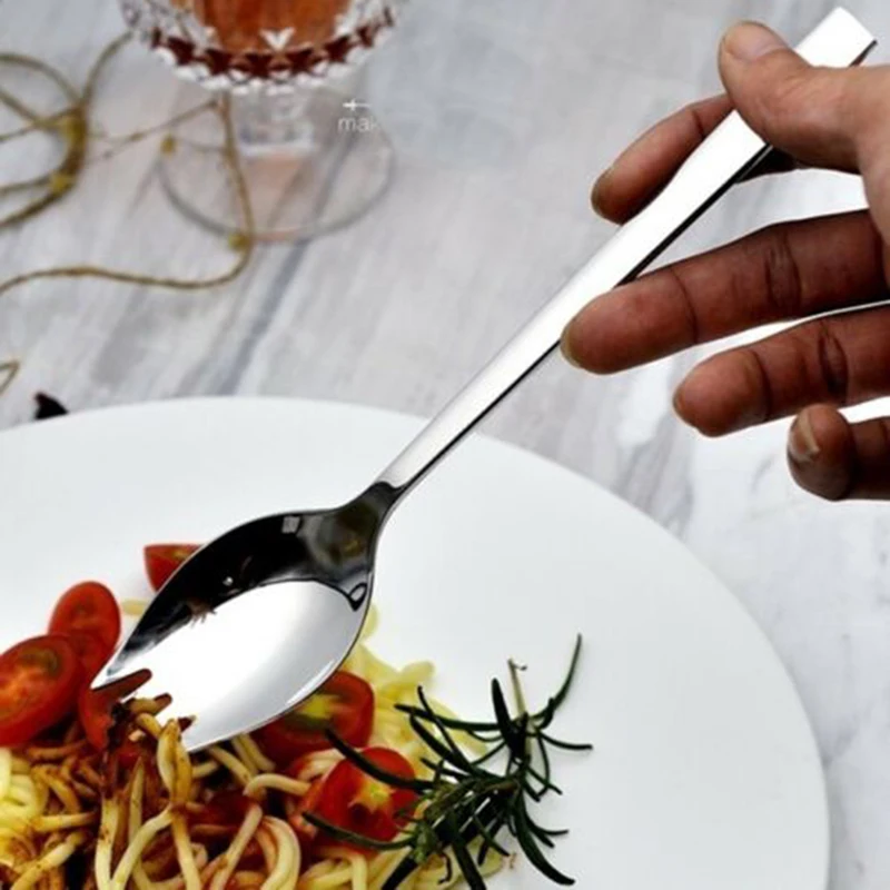 5 шт./компл. 19 см 2 в 1 нержавеющая Стил Spork Открытый Кемпинг комбинированный Многофункциональный Посуда столовая посуда ложка Вилка