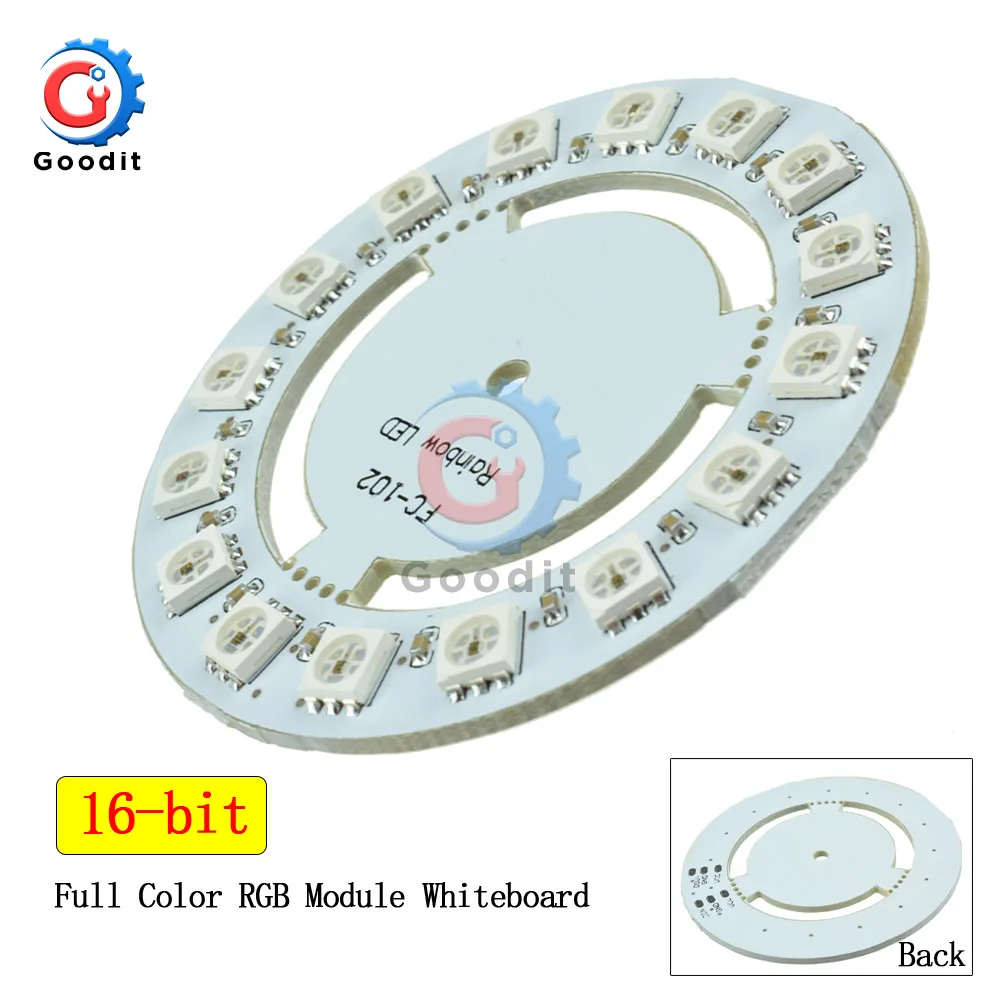 

16 Bits WS2812 5050 RGB LED Ring LED Lights With Integrated Driver Module For Arduino 16bit LED Lamp Panel WS2812B RGB