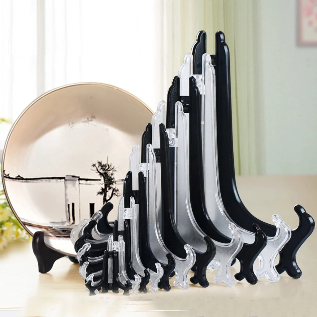 5pcs 4''-12'' Display Stand Black Easels Plate Display Photo Holder Stand Displays Picture Frames Cookbooks Decorative Plates