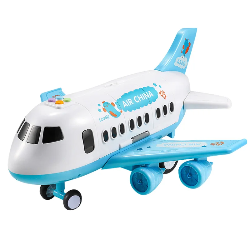 Sky Blue Детская игрушка самолет мальчик ребенок негабаритный музыкальный трек инерционная игрушка автомобиль самолет модель пассажира большое пространство для хранения - Цвет: Sky Blue