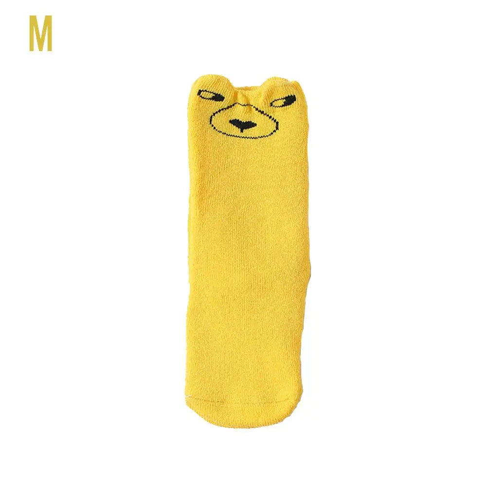 Yellow 1 пара милых детских носков унисекс с героями мультфильмов нескользящие носки для малышей Мягкие хлопковые гольфы для маленьких мальчиков и девочек 0-3 лет - Цвет: Yellow