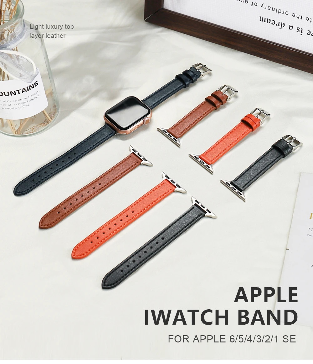 Кожаный ремешок iWatch 40 мм 44 женский кожаный с небольшой талией для Apple Watch 42 38 series 2 3