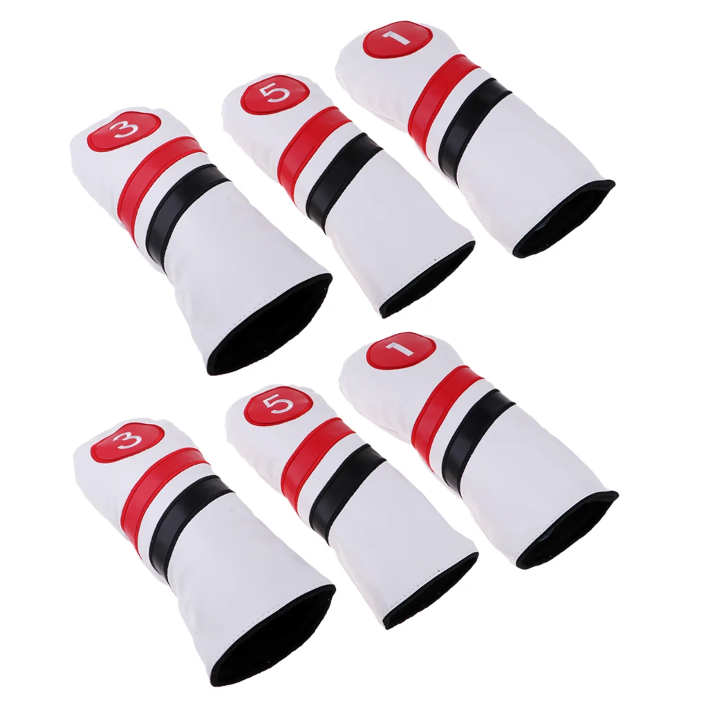 6Pcs Golf Driver Head Cover 1 3 5 Fairway Woods Headcovers Golf Club Protect Cover Golf Accessories Replacement Supplies