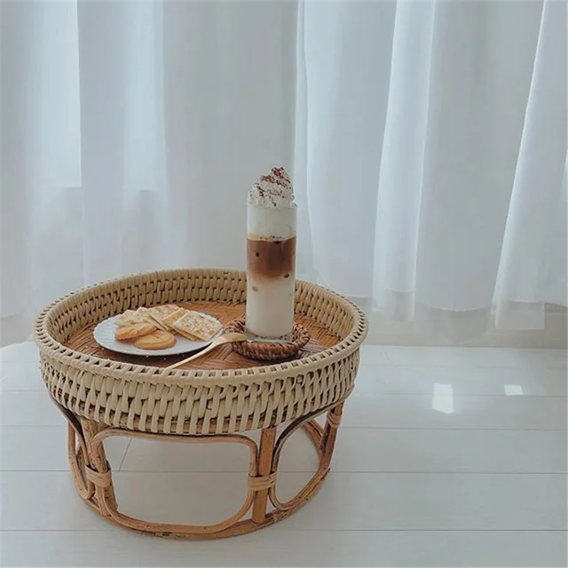 Rattan Kávé Marokkói Ágy Kis Asztali Szoba Kanapé Bambusz Szőtt Gyümölcstároló Kosár Piknik Desszert Homestay Dekoráció Placemat - Image 4