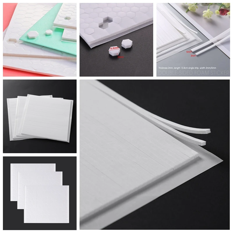 6PCS Thick 5mm/3mm Width Double-sided 3D Foam Strips Foam Dots Adhesives Stickers for DIY Shaker Cards Making Scrapbooking Craft