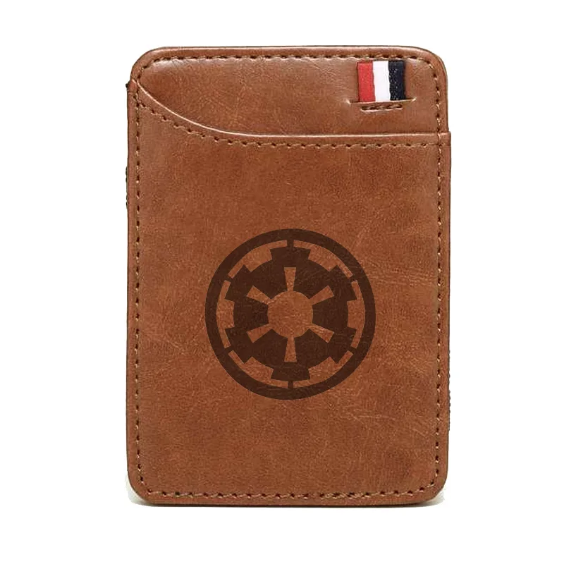 Классический Звездные войны коричневый кожаный бумажник ретро для мужчин и женщин Волшебный держатель для карт Двойные зажимы для денег - Цвет: Brown