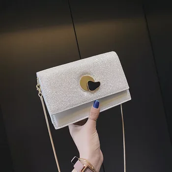 

PU bag female 2020 new Korean fashion sequins small square bag ins shoulder bag messenger bag womens handbags and purses