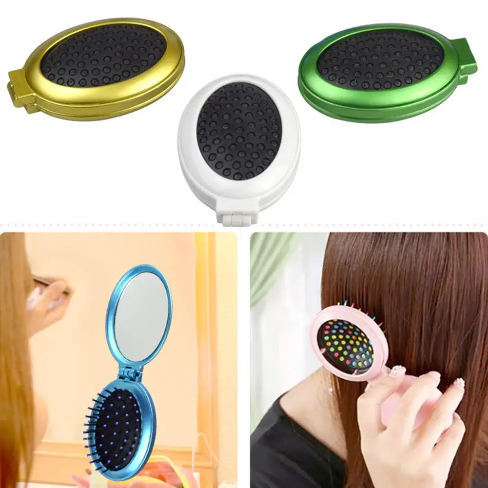 1 шт. Портативная Складная мини расческа для зеркала волос Круглый дорожный