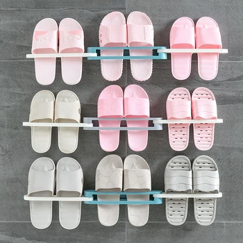 

Slipper Rack Household Multifunction Wall-Mounted Storage Shoe Rack Drain Storage Rack Slipper Rack Folding Four Shoe Rack