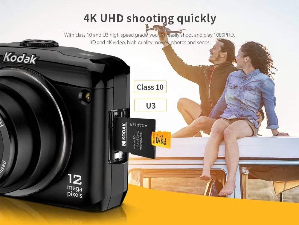 Карта памяти Kodak U3 V30 Class10 Micro SD SDXC SDHC карта TF флеш 512 ГБ 256 для хранения видео