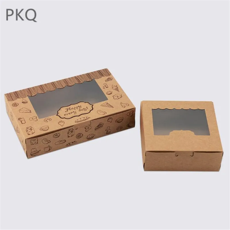 

13.5x13.5x5cm Kraft Paper Cake Box with pvc window,Party Gift Packing Box,Cookie/Candy/Nuts Box/DIY Packing paper candy Box