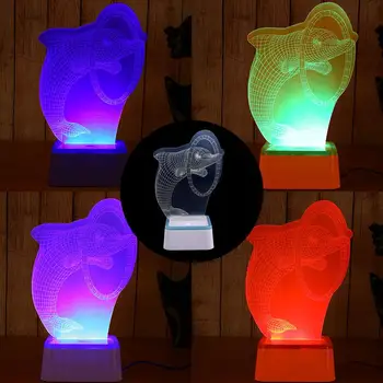 

Night Light 3D Dolphin Christmas Xmas Atmosphere Indoor Lighting Decoration Table Lamp Desk Light USB Charging Touch Control