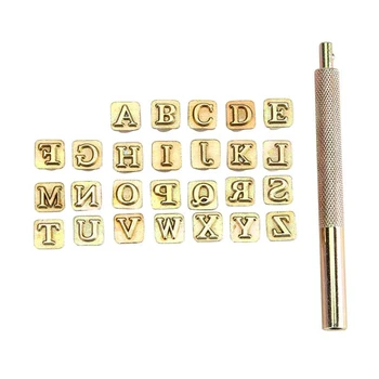 

Hot SV-26Pcs Steel Alphabet Stamps Punch Set for Leather Craft Stamps Tools 26 English Letters Metal Stamp Set Leathercraft