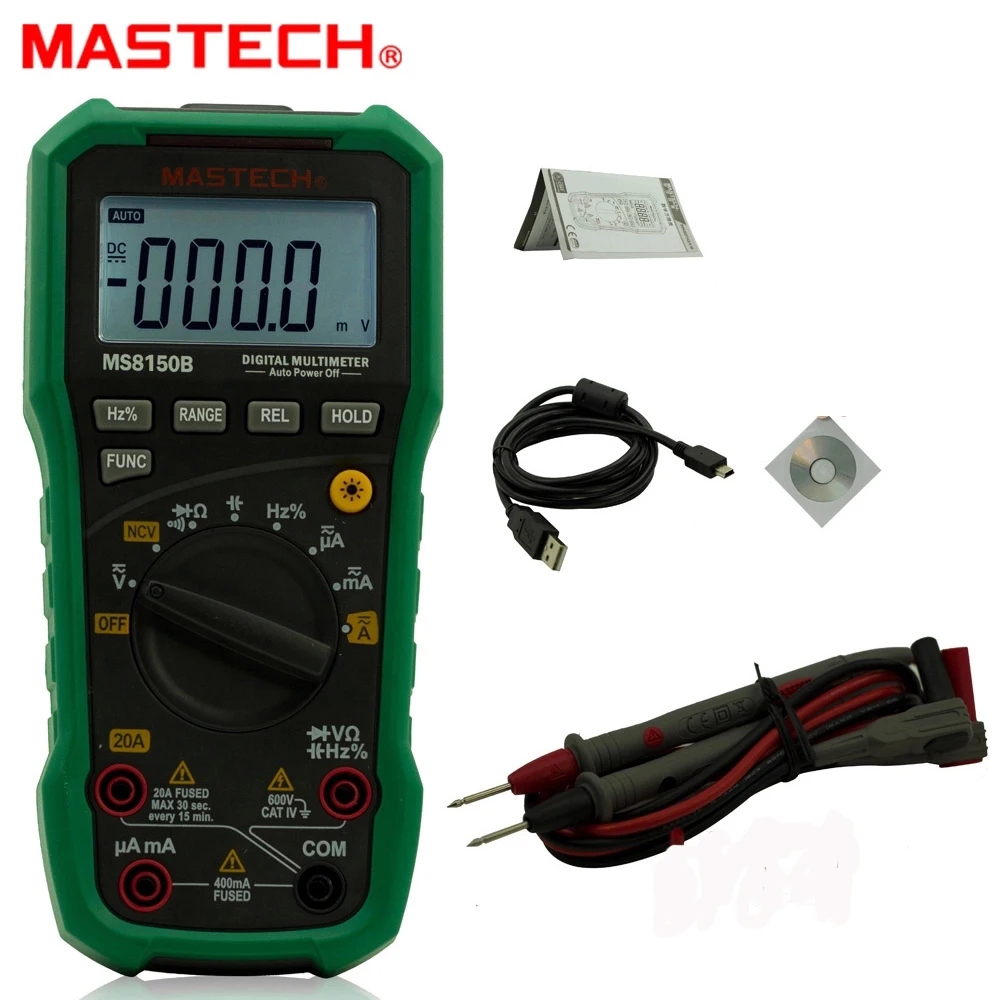 Цифровой Мультиметр Mastech MS8150B портативный тестер измеритель напряжения тока сопротивление электрический USB Tecrep диагностический инструмент