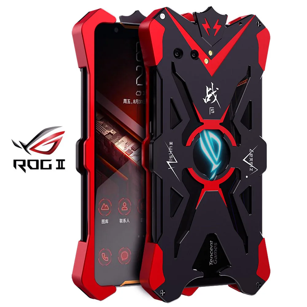 ZIMON Aluminum Metal Body Cover Phone Fundas for ASUS ROG Phone 2 II ZS660KL Case Coque Back Cover Shockproof Shell 6.59'' - Цвет: black red