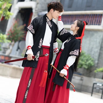 

NEW Han Tang Dynasty Traditional Hanfu Summer Fairy Hanfu Men And Women Ancient Chinese Folk Dance Costume 3 Pieces Set DL4185