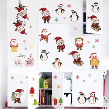 

6pcs/set Christmas Cartoon wall stickers Glass Window refrigerator cabinet toilet sticker Decals Self-Adhesive PVC Stickers New