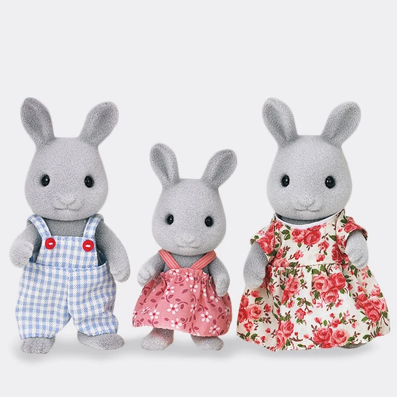 Sylvanian Family Rabbit 3 шт. набор кукольный домик пушистые животные игрушки Фигурки
