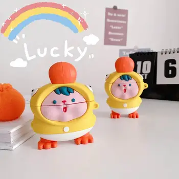 

Cute 3D Cartoon Duck peach For AirPods 1/2 Charging Soft silicon Cover Wireless Bluetooth for apple AirPods Pro Earphone Case