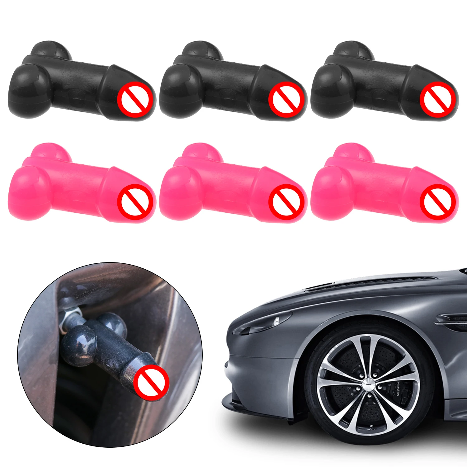 6 Pcs Prank Car Valve Stem Caps Universal Luminous Funny Tire Cap Valve