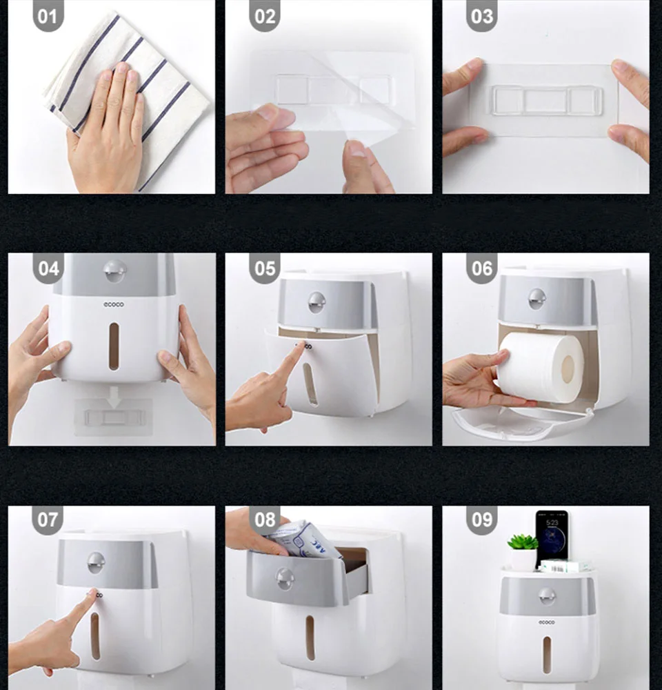Пластиковое водонепроницаемое хранилище для туалетной бумаги, держатель для кухни, ванной комнаты, настенные инструменты крепления, креативный рулонный бумажный ящик, двухслойный Органайзер