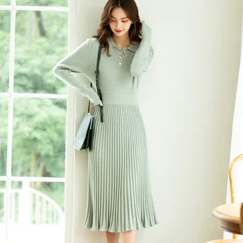 

Z Dress Female 2020 New Style Knitted Pleated Skirt Female