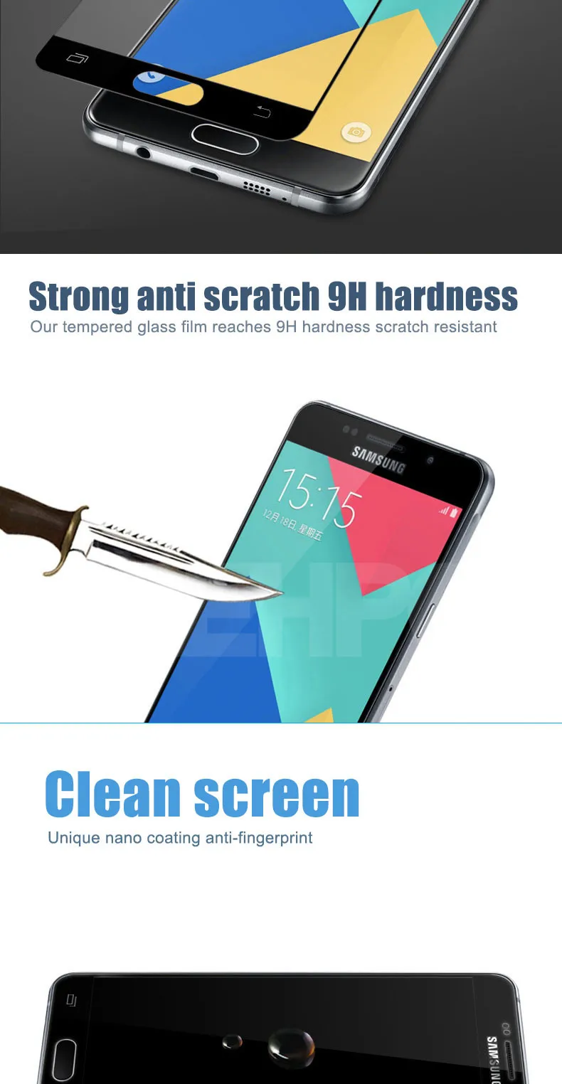 9D полное защитное закаленное стекло для Samsung Galaxy A3 A5 A7 J3 J5 J7 S7 9H Защитная пленка для экрана