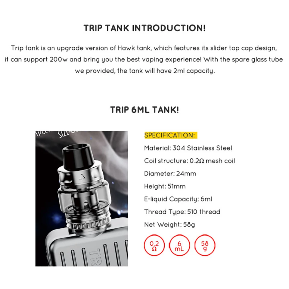 Оригинальный бокс мод Vapor Storm Trip TC 200 Вт мощный с аккумулятором 18650 и экраном 0 91