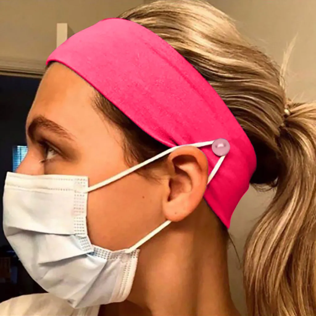 Женская и Мужская спортивная повязка на голову с пуговицами однотонная