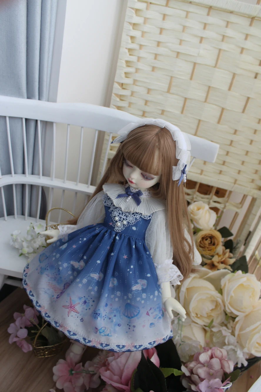 1/4 1/6 тонкая BJD SD Одежда для кукол голубое платье лолиты для 1/4 1/6 bjd Одежда для кукол