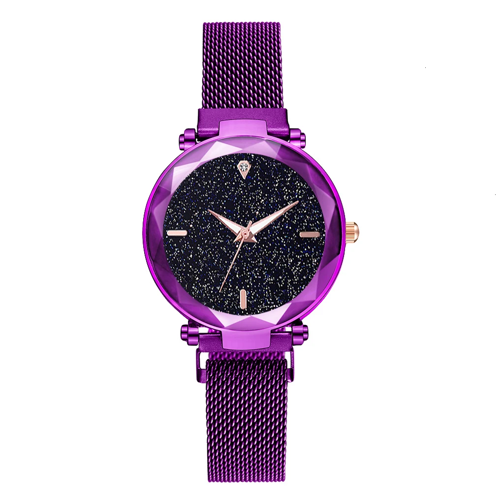 purple Лидер продаж, модные женские часы с магнитной пряжкой, Звездный браслет с изображением неба, роскошные часы, женские повседневные креативные часы в подарок - Цвет: purple