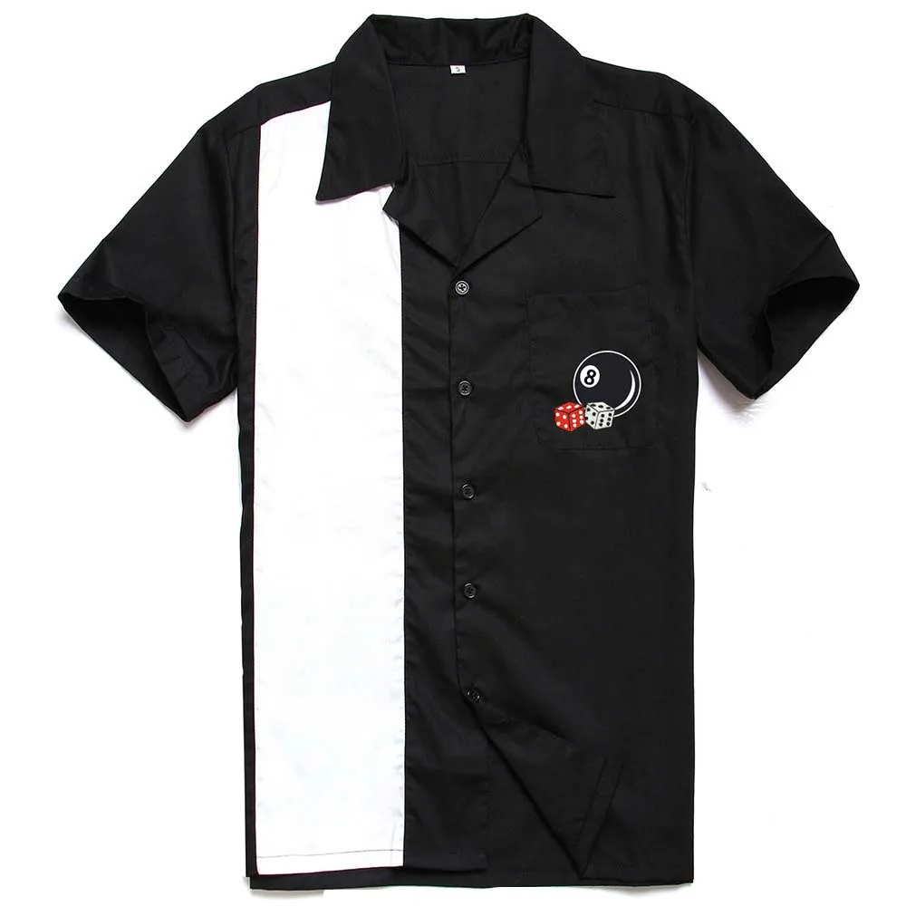 3XL размера плюс, мужская рубашка, летняя, короткий рукав, вышивка, черный, красный, рокабилли, боулинг, хлопок, повседневные рубашки для мужчин, Гавайские рубашки - Цвет: 6