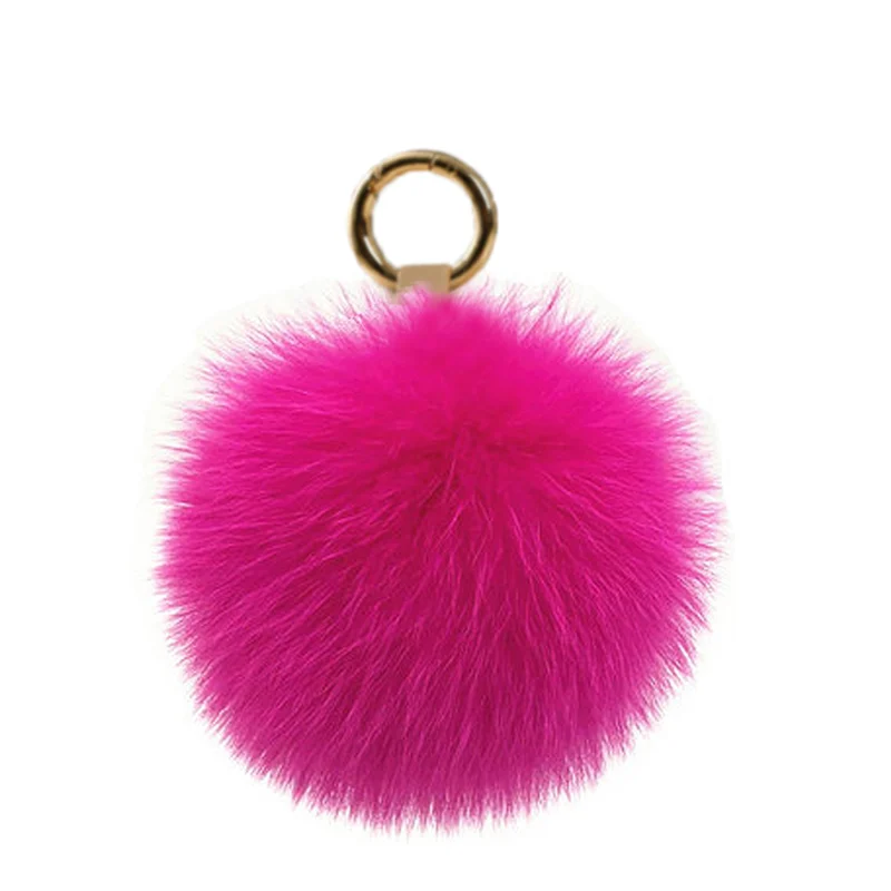 real fur Ananas Keychain Pineapple Strawberry Fruit Fox Fur Pom Poms Women Bag Monster Bag Charm Bugs Pompom Keychain rex rabbit - Цвет: 6