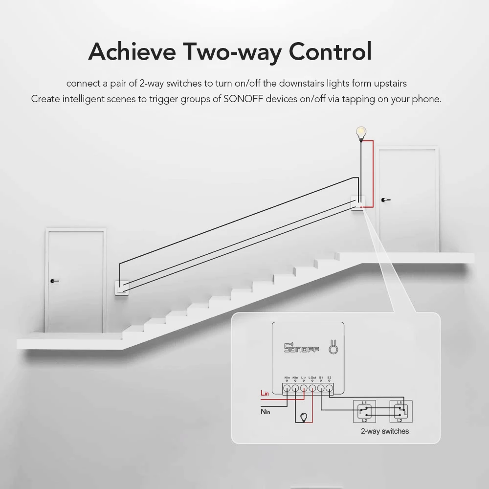2PCS SONOFF MINI Two Way Intelligenter Schalter Smart Life APP-Steuerung Amazon