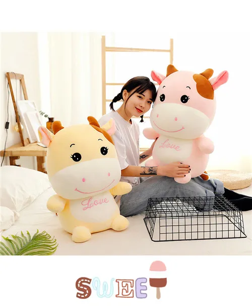 Fancytrader 24'' Lovely Plush Soft Stuffed Giant Animal Milk Cow Toy Big Plush Cow Doll Nice Gift For Kids 60cm 2 Colors (12)