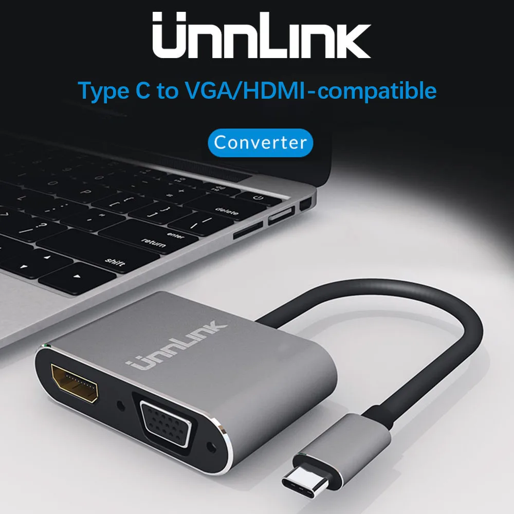 Unnlink USB-C to HDMI-совместимый конвертер Type C на VGA 4K Thunderbolt 3 для MacBook Galaxy s8 s9 s10 Dex mode p20 p30