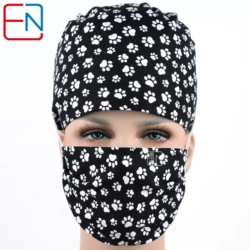 mask Hennar для женщин скраб шапки медицинские доктора медсестры напечатаны больницы клинические хирургические аксессуары хлопок Новые головные уборы наборы масок - Цвет: mask
