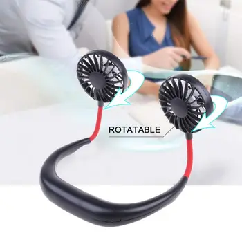 

Hands-free Neck Band Fan Hands-Free Hanging USB Rechargeable Dual Fans Mini Air Cooler Summer Portable fan Gift