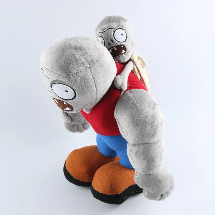 [ Funny ] 45cm Big Plants VS Zombies Gargantuar Zombie PVZ Plush Stuffed Doll soft Big zombie carrying baby zombies doll toys