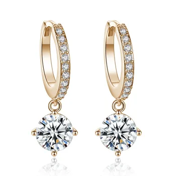 

Fashion Popular OL Gold/Silver Micro-set Zircon Full Diamond Female Hoop Long Earrings Jewelry Anniversary Gift For Women