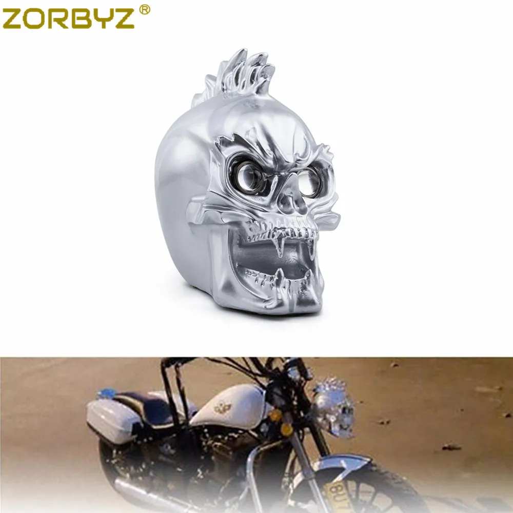 ZORBYZMotorcycleSilverLEDSkullHeadlightLampForHarleyChoppers
