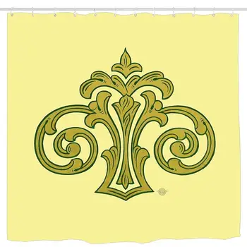 

Showland Scroll - Cream Shower Curtain, Details Artistic Picture, Cloth Fabric Bathroom Decor Set with Hooks 6072 inch